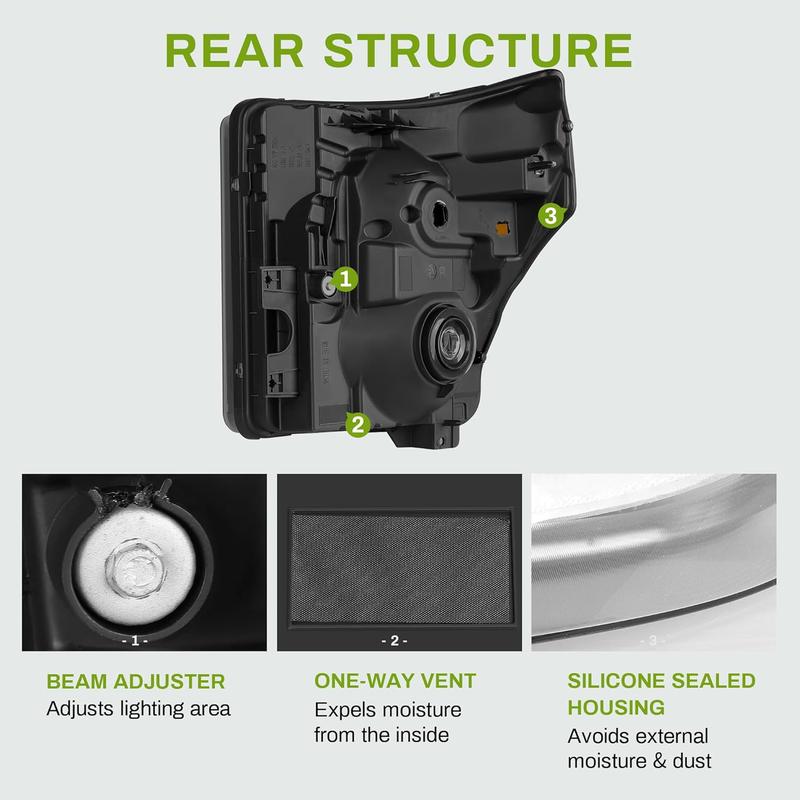 YITAMOTOR Headlights Assembly Compatible with 2011-2016 Ford F-250 F-350 F-450 F-550 Super Duty Replacement Headlamp Chrome Housing Amber Reflector