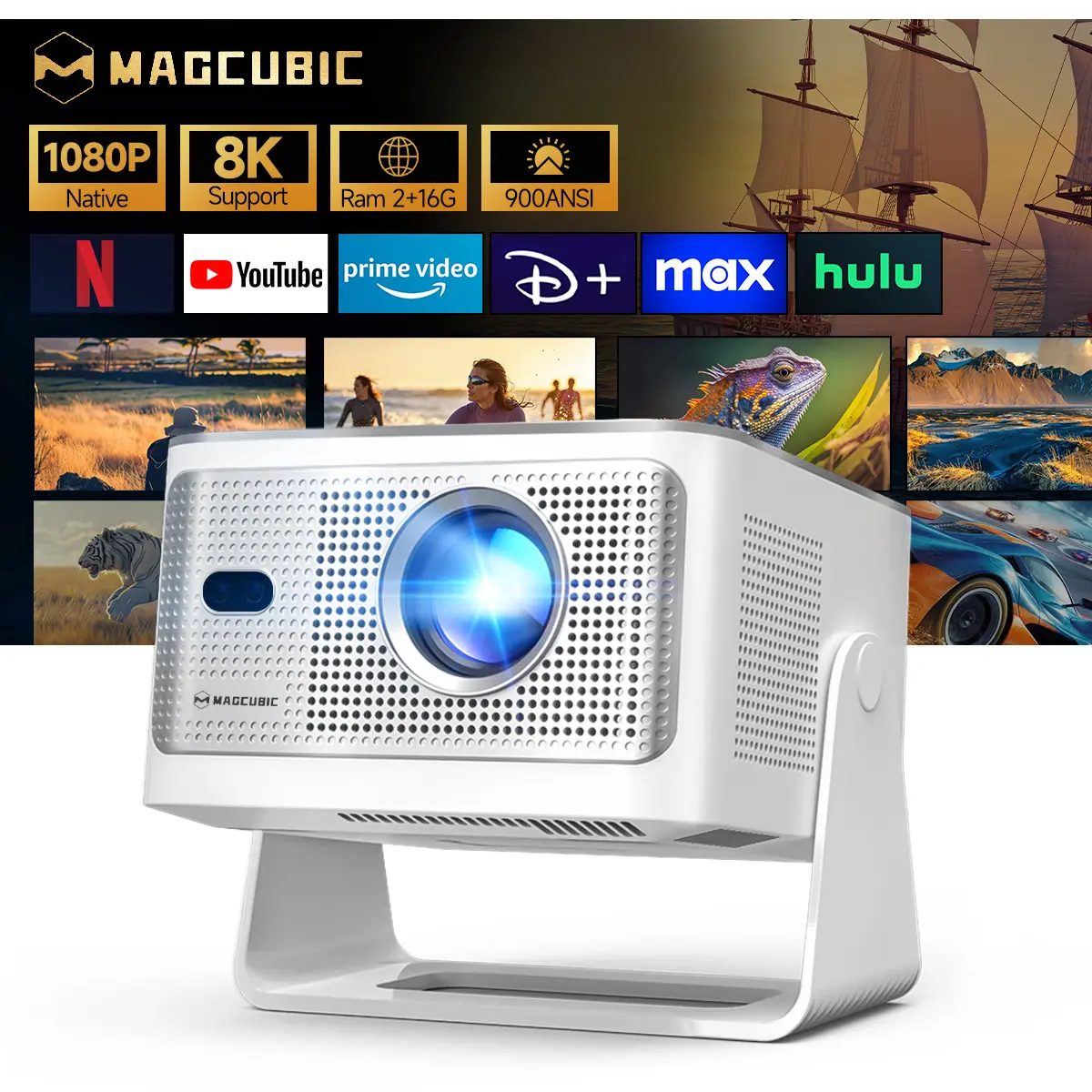 Magcubic HY350Max 900ANSI Smart Projector Android 14.0 with 4K 8K ...
