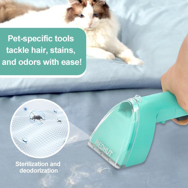 REDHUT Portable Stain & Spot Cleaner – Pet & Car Mess Remover with Tough Stain Tool, Crevice Brush & Hose – Removes Odours, Dirt & Grime from Carpets, Upholstery, Stairs & Car Seats,Pet dust and hair cleaning