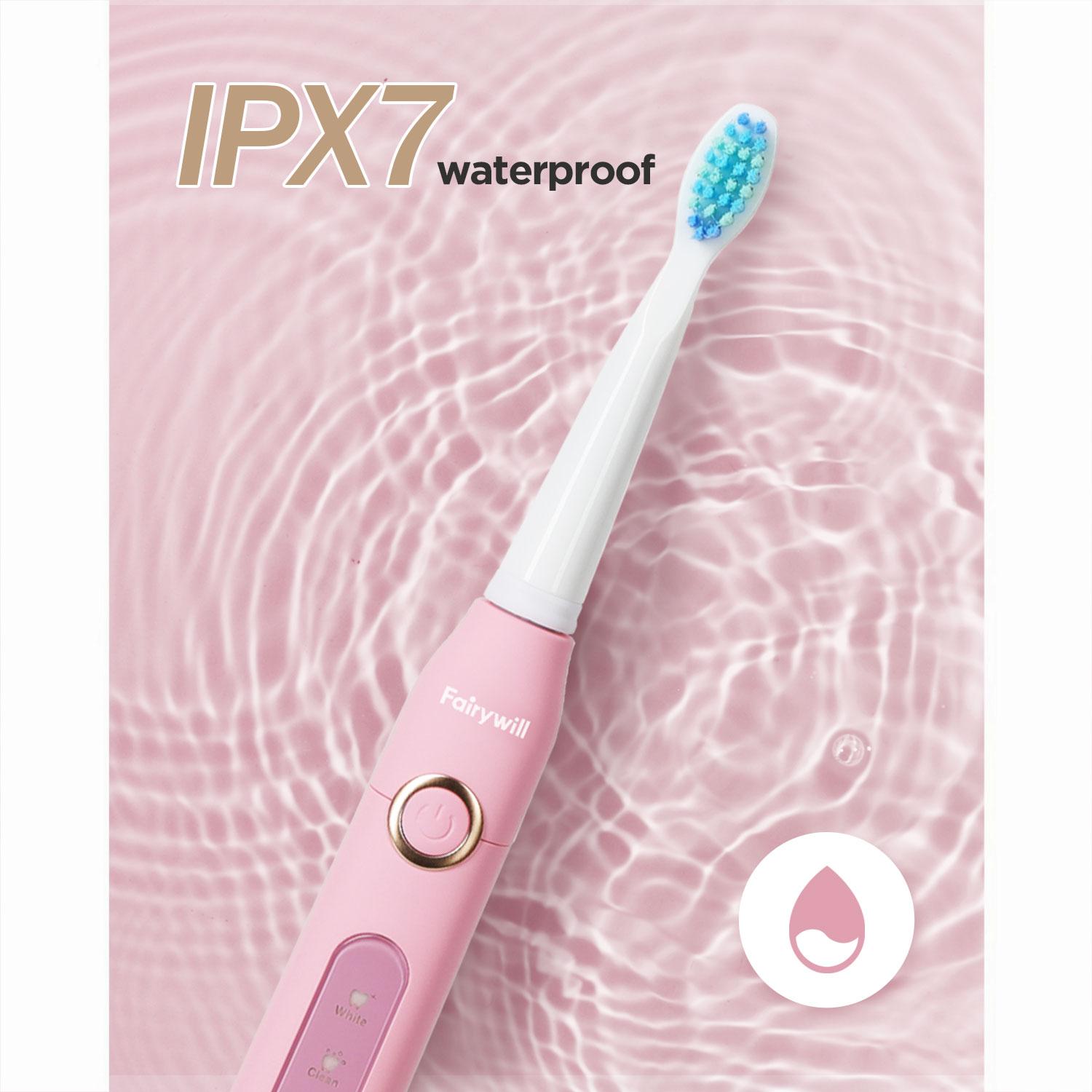 Fairywill Electric Toothbrush for Adults and Kids, Rechargeable Whitening, 6 Brush Heads, 40000 VPM Ultra Cleaning, Smart Timer Adjustable vibrate brush