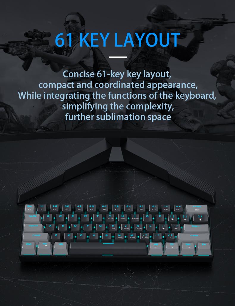 MageGee 60% Mechanical Keyboard, Game Keyboard with Blue Switch and Navy Blue Backlight, Small and Compact 60% Keyboard Mechanical, Portable 60% Game Keyboard, Gamer