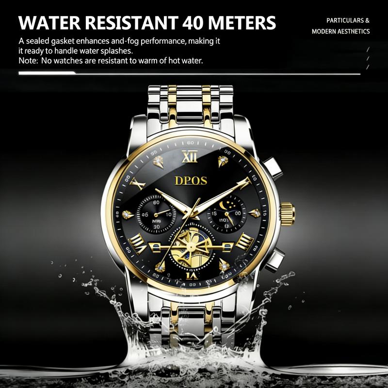 The top choice for boys! A 48mm large dial mechanical wristwatch, combining appearance quality with practicality, with luminous moon phase chronograph function! 40 meters of water resistance and fog protection, suitable for daily commuting. watch travel