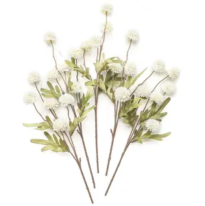 5pcs Ivory Faux Silk Mums Artificial Flowers, Bulk Fake Small Mini Chrysanthemums with Stems for DIY White Wedding Centerpieces Floral Arrangements Vase Fillers Home Decorations (White)