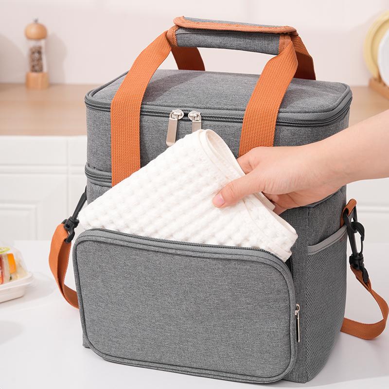 13.8L Expandable Double-Laye Lunch Insulation   Bag ，Multi-Functional Waterproof Cooler Lunch Bag,Outdoor Picnic Freshness Preservation,Suitable For Food Storage And Transport