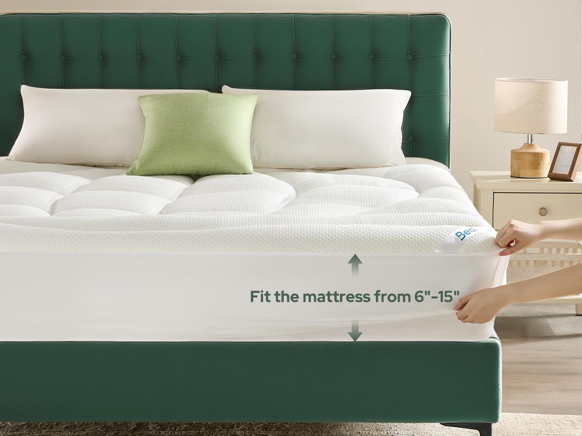 【BEDLORE】Mattress Topper, Extra Thick Tencel Blend Pillow Top Pad, Soft & Breathable Comfort Layer, Deep Pocket Design Fits 6–15 Inch Mattresses, Ideal for Bedroom & Home Use