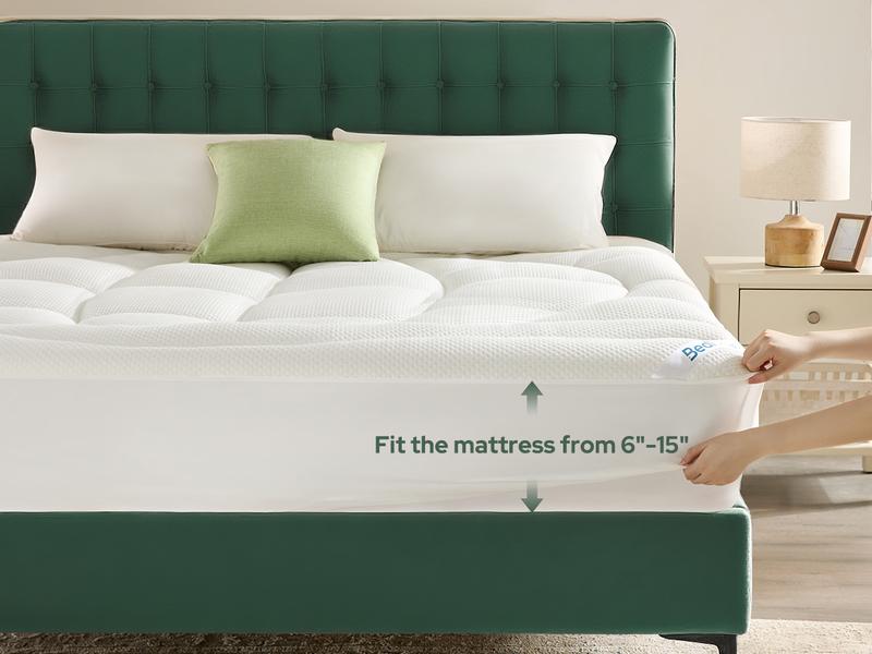 [Valentine’s Day]【BEDLORE】Mattress Topper, Extra Thick Tencel Blend Pillow Top Pad, Soft & Breathable Comfort Layer, Deep Pocket Design Fits 6–15 Inch Mattresses, Ideal for Bedroom & Home Use