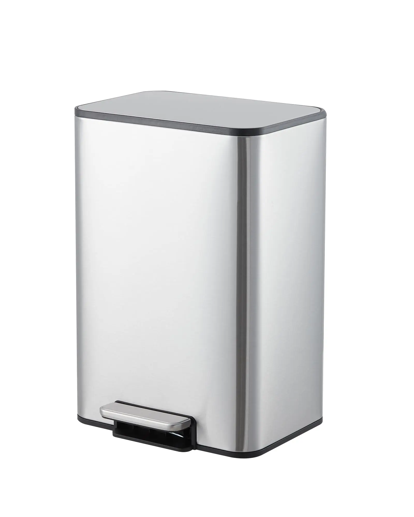 Garvee Stainless Steel Step Garbage Can with Quiet Soft-Close Lid, Foot Pedal, and Removable Inner Bucket - Rectangular Design for Bathroom, Home, and Office Use
