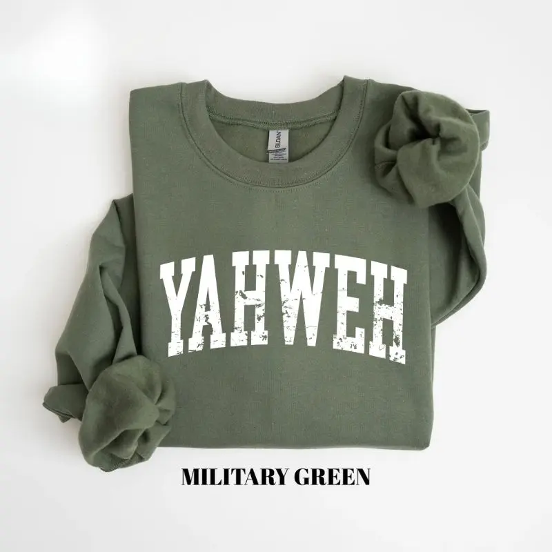 Gildan Yahweh Sweater, Christian Sweater, Spiritual Outfit, Church Sweatshirt, Prayer Gifts, Gift For Believer, Religious Shirt, Faith Over Fear