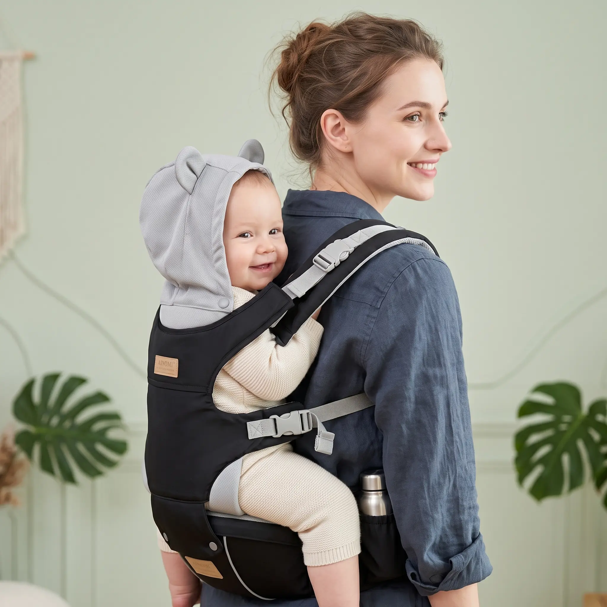 Premium Adjustable Baby Carrier with Hip Seat Support Breathable Fabric for Comfortable Long Wear Ideal for New Parents Travel Friendly Easy to Use Safe Babywearing Gear portabeb cozy wrap velcro child in fit newborn