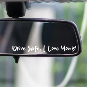 I Love You Drive Safe Car Mirror Decal 2 Pack, Vinyl Decal for Car, Car Rearview Mirror Sticker, Universal Car Accessory, Driving Gift