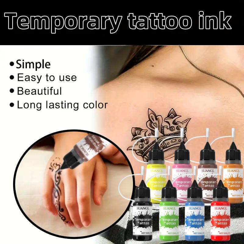 Haina Multi-Color Temporary Tattoo Kit Full-Coverage Washable Face Paint Makeup Cream with 8-Color Ink & 60+ Designs for Festivals Parties Events Cosmetic Cosmetic Water Soluble Body Paint Makeup Kit permanent tattoo marker