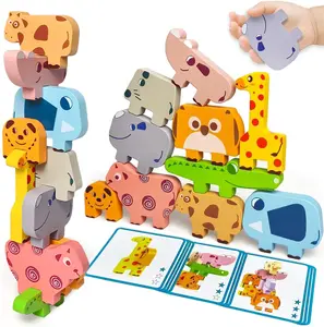 Mothers Day Gift 10-Pack Montessori Wooden Animal Blocks – Toddler Sorting & Stacking Toys for Ages 1–4