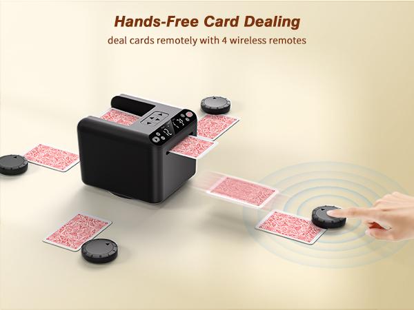 Automatic Card Dealer Machine with 4 Optional Wireless Remotes, USB‑C Rechargeable, Handles 1–3 Decks, 180°/360° Rotation, Supports 12 Players – for Poker, UNO, Blackjack & More Casino Games