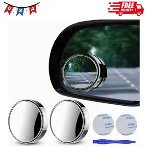 2 pcs Blind Spot Mirrors, 2" Round HD Glass Silver, Pack of 2