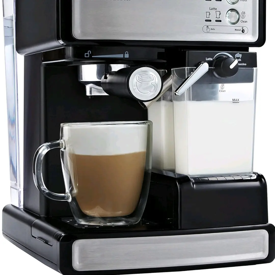 Mr. Coffee Espresso and Cappuccino Machine, Programmable Coffee Maker with Automatic Milk Frother and 15-Bar Pump, Stainless Steel