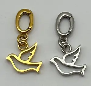 Dove Charm — Release Interchangeable Charm System Stainless Steel Snap-Open Clasp Meaningful Jewelry Gift Jewel Set for Fashion Accessories jewellery Gold-Plated