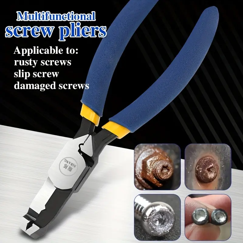 1PC Multi‑Functional Screw Pliers, Special Nail‑Removing Pliers for Rusted & Stripped Screws, Woodworking Pliers for Pulling Damaged, Rusted and Stripped Nails, Ideal for Home Decoration, Industrial Machinery Maintenance and Old Screw Removal