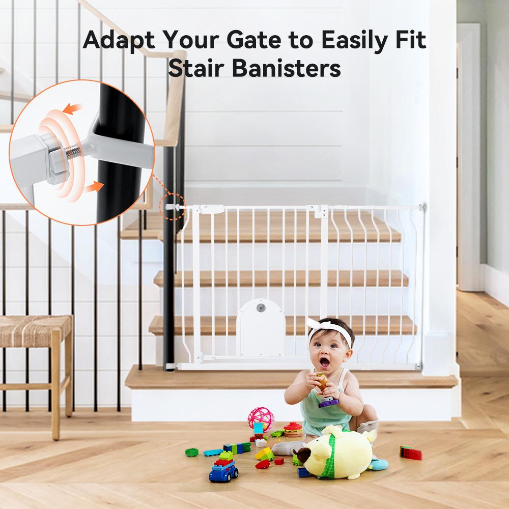 29.5-48.4" Baby Gate with Adjustable Cat Door,Extra Wide Metal Cat Gate for Stairs Doorways, Auto Close Dog Gate with Pet Door for House, Pressure Mounted Easy Walk Through (30" Tall, White) 29.5-48.4" Baby Gate with Adjustable Cat Door,Extra Wide Metal Cat Gate for Stairs Doorways, Auto Close Dog Gate with Pet Door for House, Pressure Mounted Easy Walk Through (30" Tall, White)