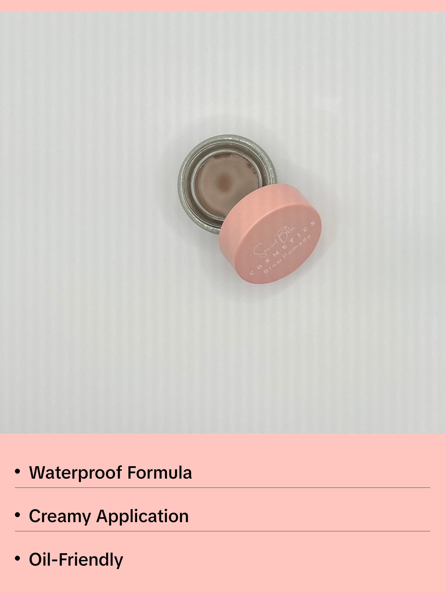 Cosmetic Soft Brown Brow Pomade - Waterproof Makeup in Pink Squeeze Tube and Container