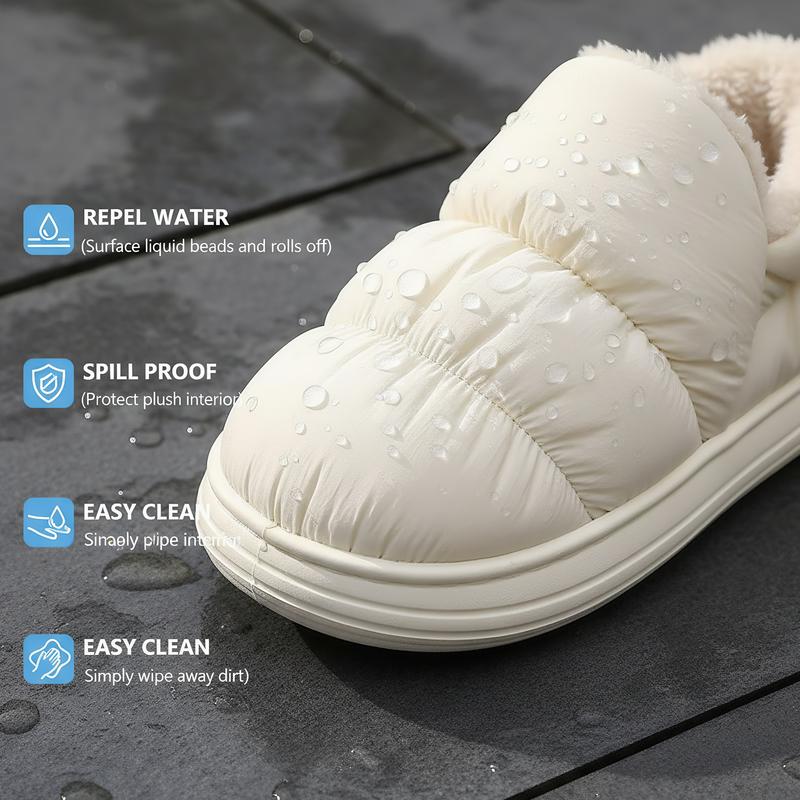 Puffy Cloud House Slippers Cozy Fuzzy Lined Thick Sole Winter Shoes Trendy Bread Style Warm Keeping Heat Retention winter warm fleece