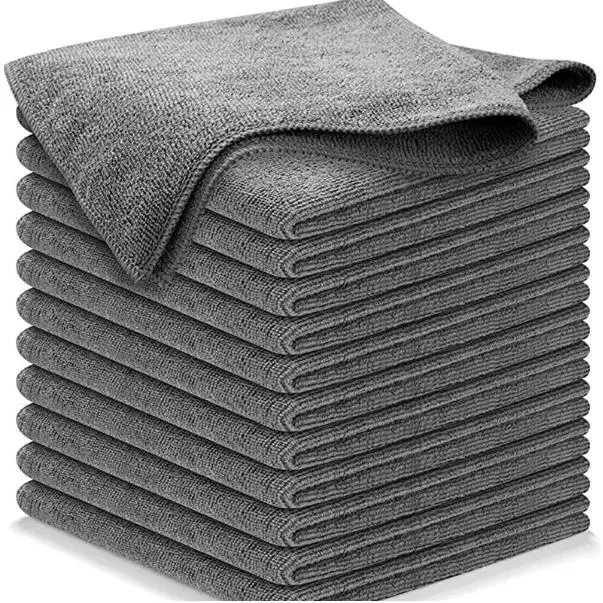 Microfiber Cleaning Cloths - 4-Piece Assorted Black & Gray 4-in-1 Ultra-Absorbent Water-Sucking PE Cloths, Gray*4 Value Pack for Household Kitchen Dust Removal & Dishwashing, Water-Sucking Cleaning Cloths
