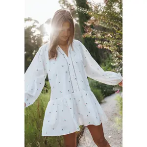 Hart Long Sleeve Mini Dress - White Floral