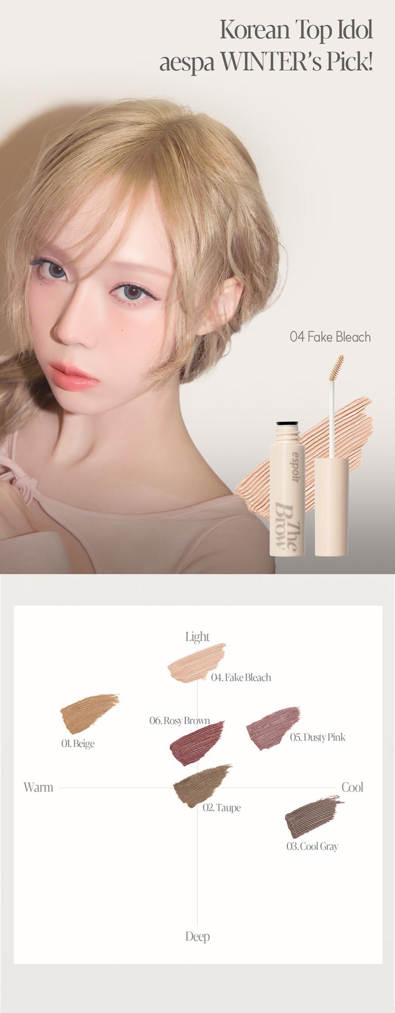 Espoir The Brow Color Fixing Cara - Waterproof, Smudge-Proof, K-Idol Style, 24Hr Long Lasting, Fake Bleached, Brow Tint, Light Weight Formula, Natural Clean Brow, Light Brown, Brown, Grey Brown, Pink, Vegan