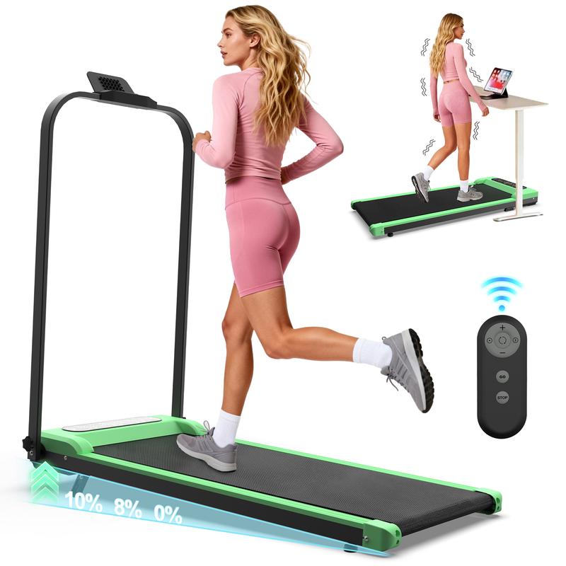 【KINMAC】Foldable Treadmill with Handle Bar & Incline, 2 in 1 Upgrade Portable Under Desk Walking Pad and Vibration Pad with Remote Control for Home Office Small Spaces