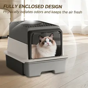 Smart Self-Cleaning Cat Litter Box, XL Closed Cat Toilet with UV Sanitize, Odor Lock, Top Entry & Pull-Out Drawer