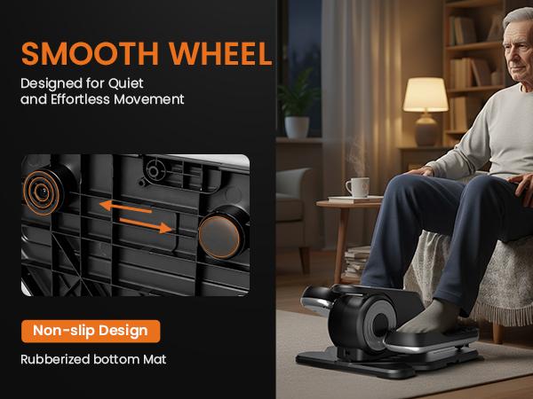 Under-Desk Elliptical Machine–Compact & Quiet Mini Pedal Exerciser with Adjustable Speed, LED Display, Portable Fitness Solution for Home or Office Workouts