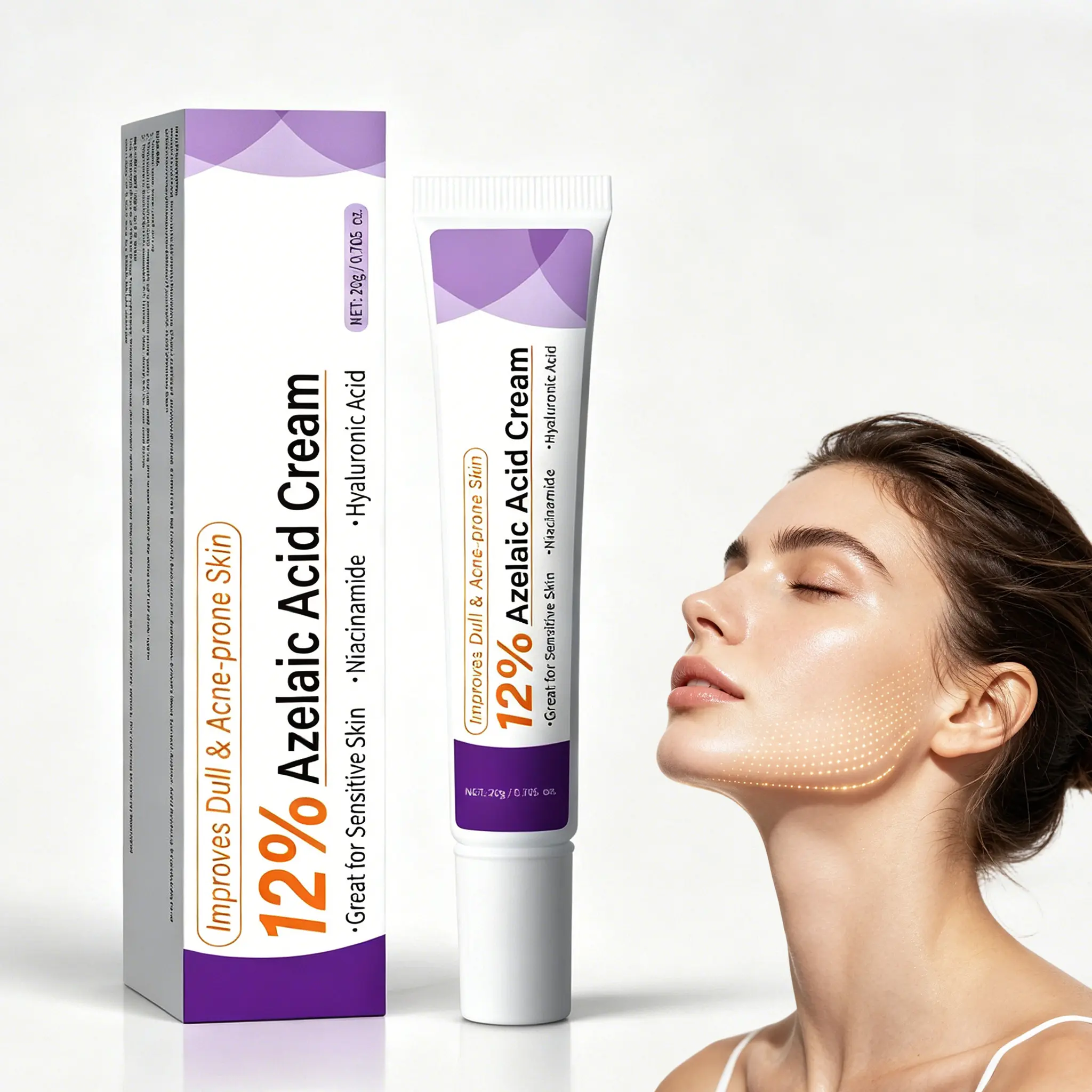 12% Azelaic Acid Gentle Mild Daily Facial Serum with Hyaluronic Acid, Niacinamide -  , Dewy Skin Cream for Hydrate Skin Repair moisturizer for faceSuitable for All Skin Types