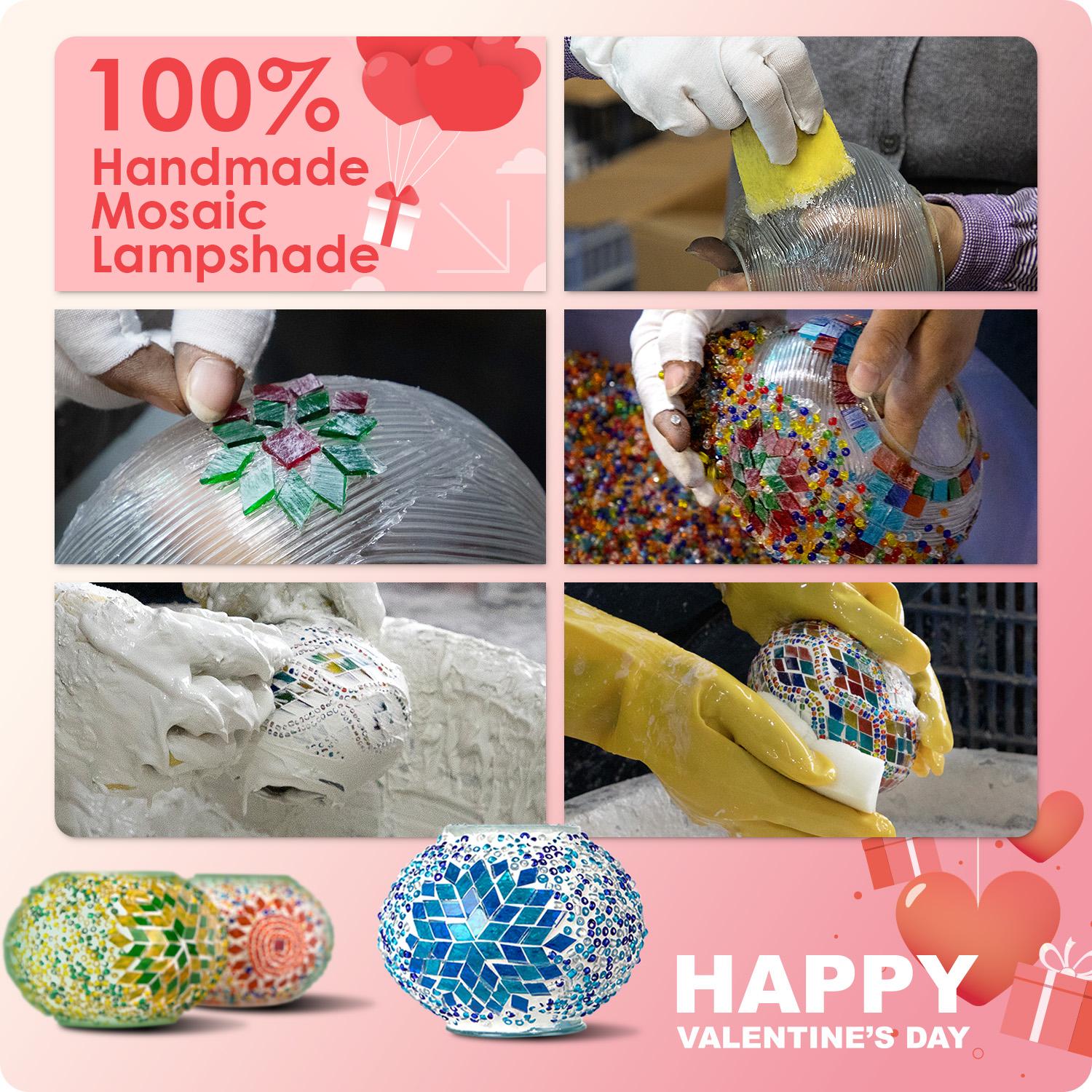 Yarra-Decor Turkish Moroccan Lamp with Bronze Base 3-Way Color Changing Handmade Swan Neck Tiffany Mosai c Glass Bedside Lamps for Bedroom (LED Bulb Included) (Colorful) Decorative Design Starry Sky Lights Mood Lighting neon signs  Valentine's Day gifts