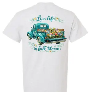 Live Life in Full Bloom Floral Truck Shirt  Unisex Spring Graphic Tee, Sweatshirt, Hoodie & Long Sleeve | Vintage Flower Market Aesthetic