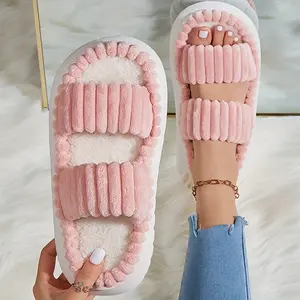 Cotton Slippers for Women Anti-Slip Cashmere for Warmth Monthly Indoor Home Slippers Cute Fluffy Cotton Mop Girl Footwear Flipflop
