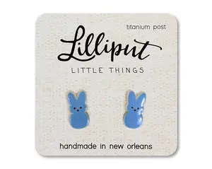 Marshmallow Easter Bunny Earrings: Blue Marshmallow Easter Bunny Earrings: Blue