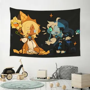 Shadow Milk Cookie Cartoon Style tapestry Pattern, Interesting Lightweight Decoration wall hanging, Dopamine Art outdoor tapestry, suitable for living room, bedroom, college dorm trippy room decor, Creative gifts,bedroom decorative accessories