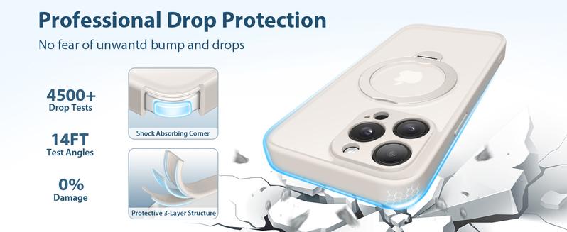 360° Spin Invisible Stand Phone Case with All-around Protection,Magnetic Wireless Military-Grade Shockproof MagSafe for iPhone 17 pro max cases 16 15 14 13 Pro