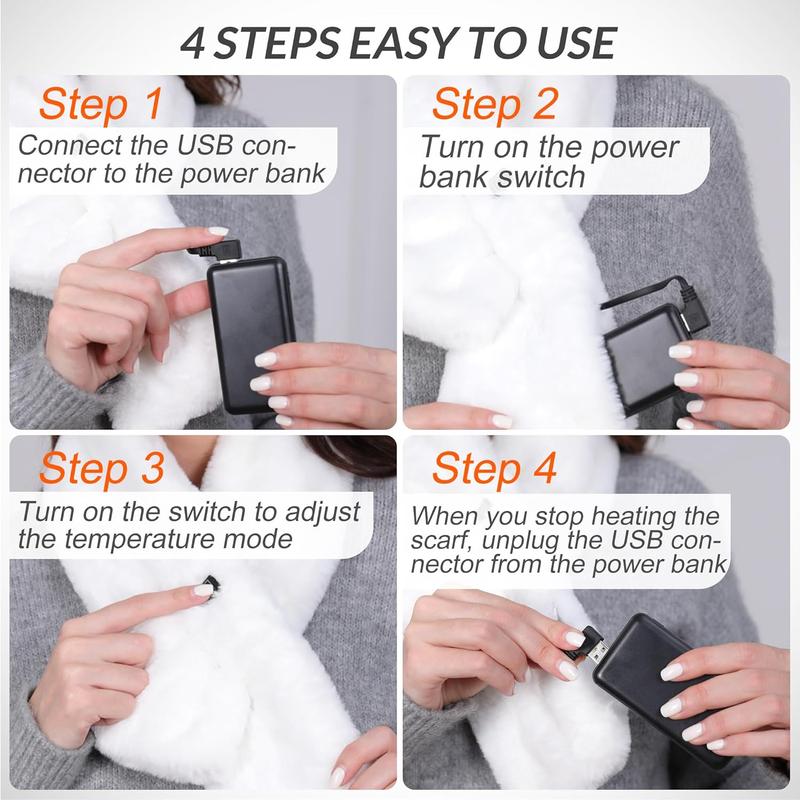 Graphene Heated Scarf for Women Men, Faux Fur Neck Heating Pad, Neck Warmer with 3 Heating Levels for Pain Relief & Stiffness, Gift for Family, Lover(The product does not include a power bank.)) Graphene Heated Scarf for Women Men, Faux Fur Neck Heating Pad, Neck Warmer with 3 Heating Levels for Pain Relief & Stiffness, Gift for Family, Lover(The product does not include a power bank.))