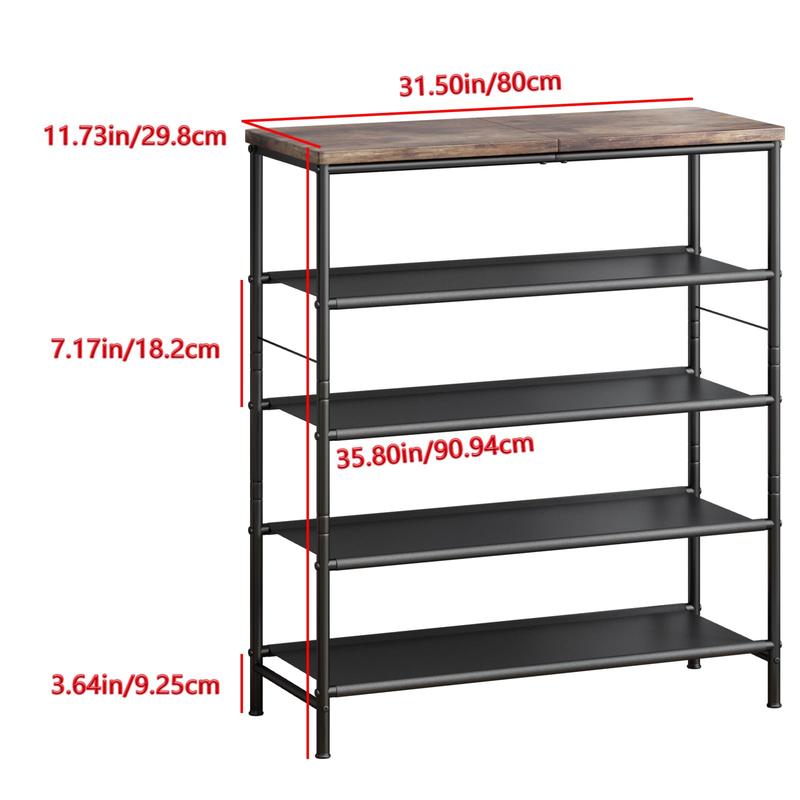4 Tier 5 Tier 6Tier Metal Shoe Rack Organizer Organizer Shelf with Industrial MDF Board and Layer Fabric for Entryway Closet Bedroom Garage Paint