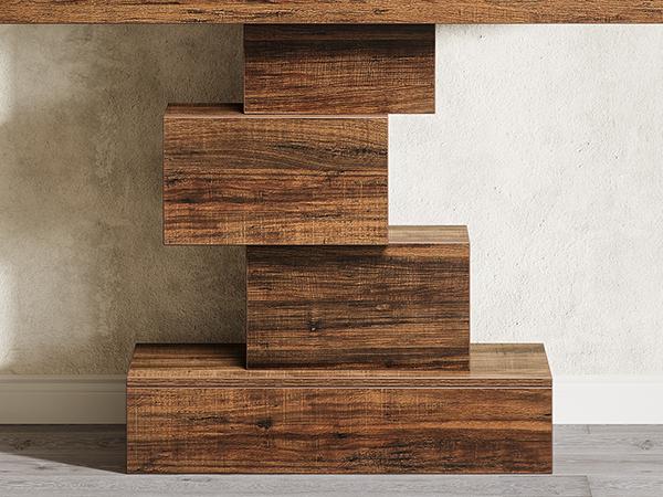 Tribesigns Farmhouse Console Table, 42.5-Inch Narrow Wood Sofa Table Behind Couch with Geometric Base, Industrial Entryway Accent Table for Living Room, Hallway, Entrance, Rustic Brown