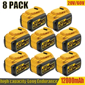 8-PACK forDewalt 12.0Ah 20V/60V Lithium-ion Battery Pack DCB606 DCB609 DCB612 for Cordless Power Tools Rechargeable High Capacity flexvolt