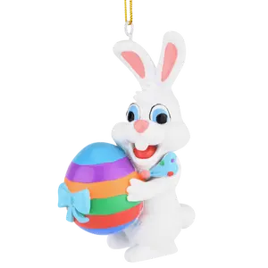 Tree Buddees Easter Bunny Ornament Hand-Painted Quality Resin 3.5" x 2.25" for Easter Tree Basket Decorations Festive Party Stuffers