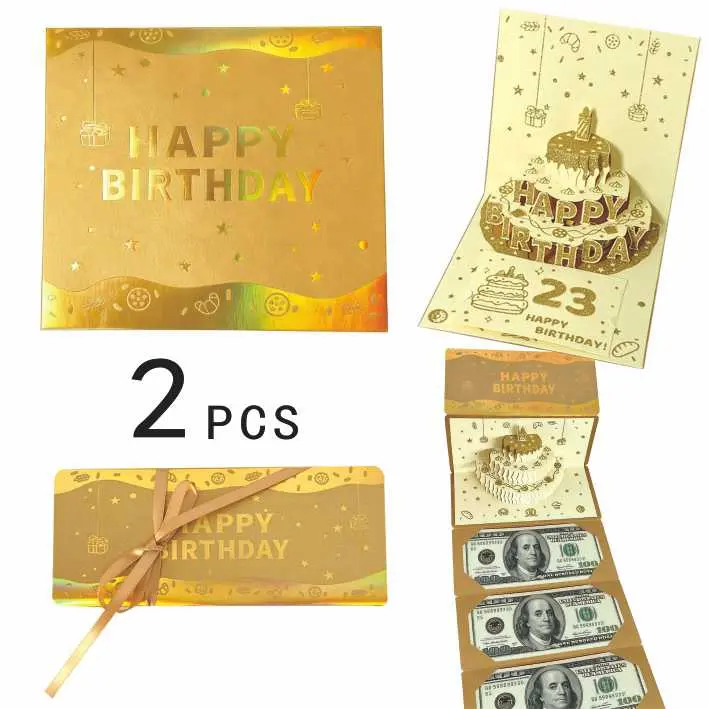 Birthday Cash Gift Card with Money Holder – Pull Cash Surprise Card for Kids, Teens, Daughter, Son, Friends & Family