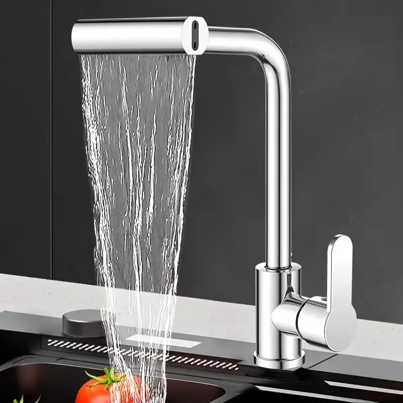 Modern Commercial Kitchen Faucet with Sprayer, 60cm Inlet Pipe, Rotary Spout, Single-Handle Mixer, Durable, Easy to Install, Space-Saving