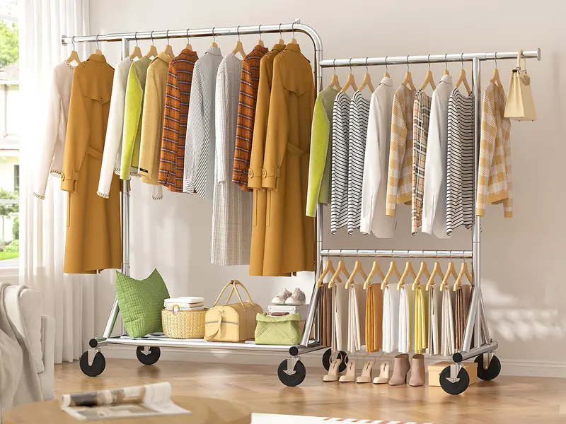 Hard Steel Frame Rack Raybee Rolling Clothes Rack, 330LBS Metal Garment Rack w Wheels ...