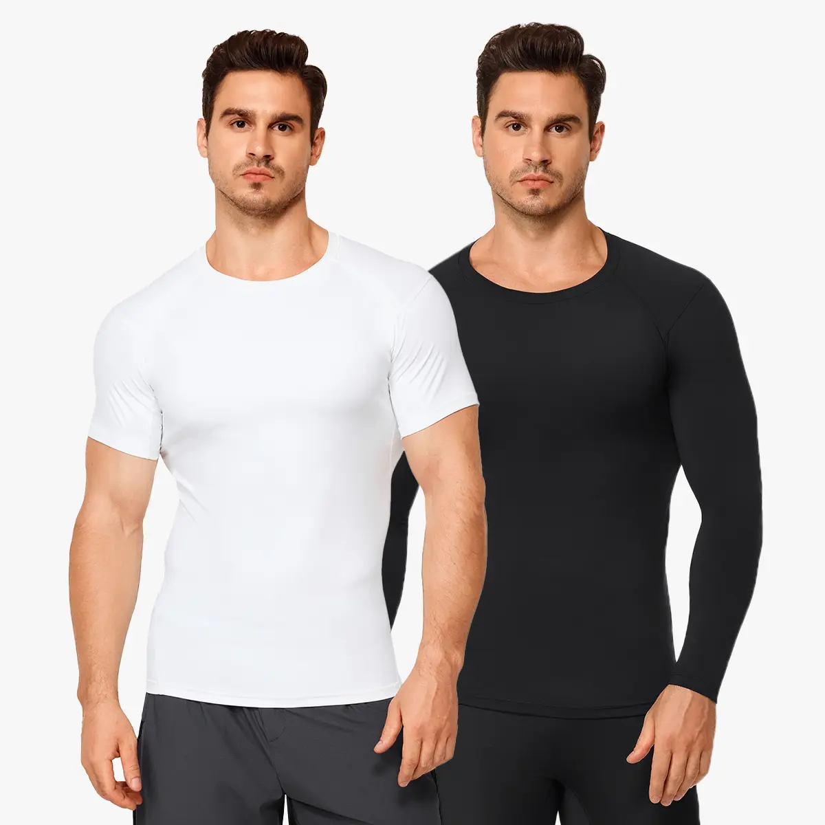 2-Pack White Short-Sleeve & Black Long-Sleeve