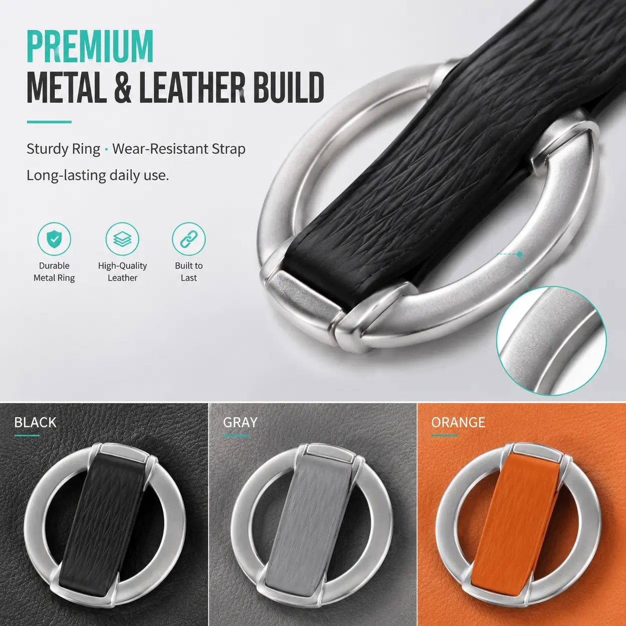 Mag-Safe Magnetic Phone Ring Grip Stand, 180° Flip for Vertical & Horizontal View, 4.5mm Ultra-Slim Anti-Drop Holder with Extra Magnetic Ring for iPhone & Android (Leather-Metal Construction) Durable Smartphone