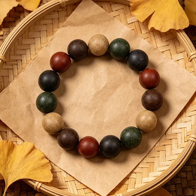 Hand Polished Mixed Herbal Incense Beaded Bracelet, Long Lasting Natural Herb Scent Wrist Band, Traditional Oriental Zen Aesthetic Unisex Stackable Accessory for Daily Outfit & Holiday Gift
