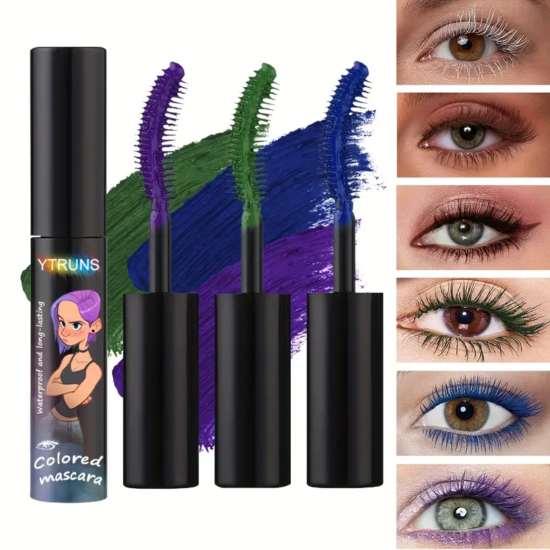 YTRUNS Color Mascara Purple Tone Thickening Lengthening Long-lasting Effect Waterproof for All Skin Types Christmas Party Stage Makeup - Lash
