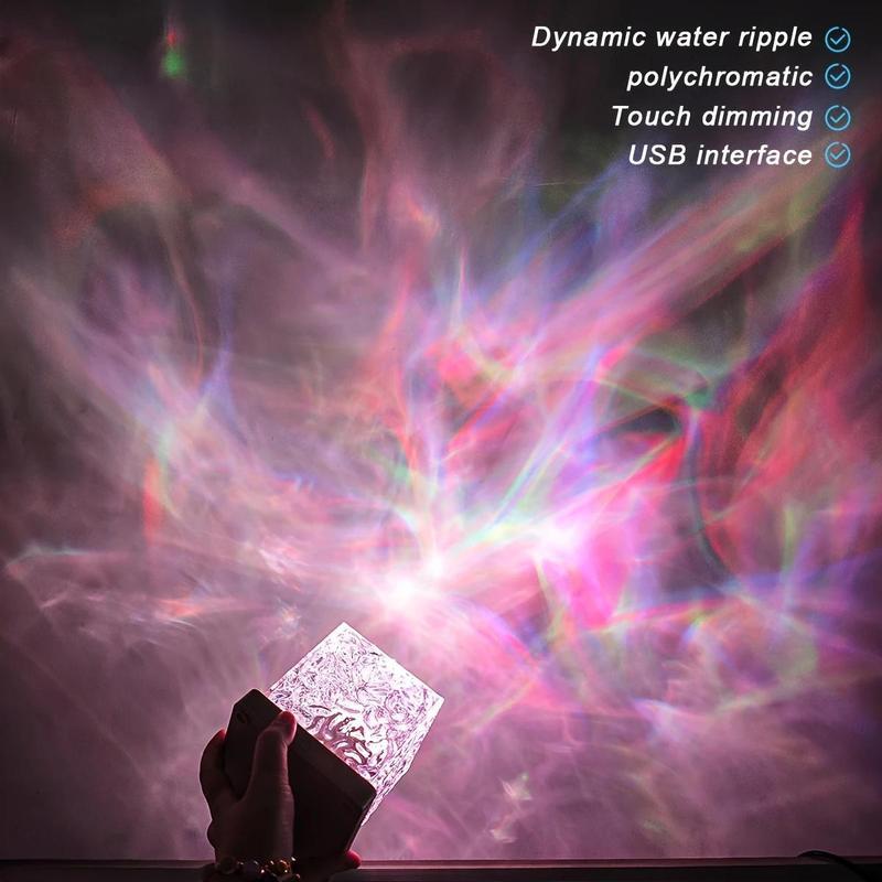 Cube Lamp Northern Lights Projector, Sixteen colors Gradual Rotating Flame Water Lights for Bedroom, EasterEggLight Ocean Lamp with Remote Control for Office Bar Restaurant Bedroom Underwater Projector Light Tiktokshopmothersday clearance items
